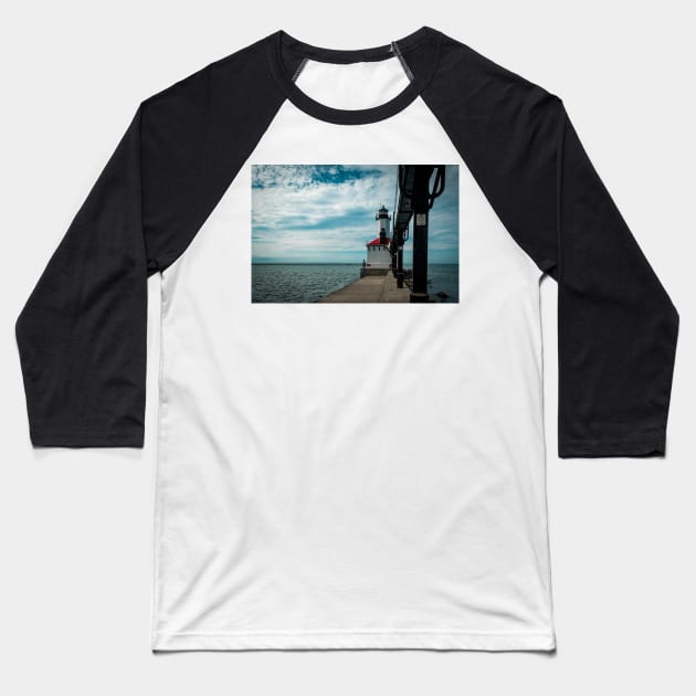 Michigan City Lighthouse Baseball T-Shirt by Enzwell